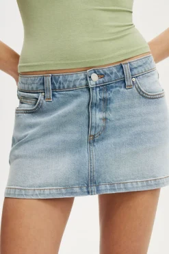 Micro Low Denim Skirt