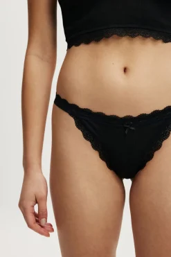Organic Cotton Lace Thong Brief