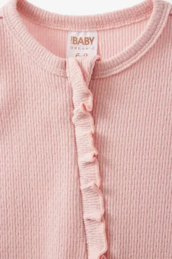 Organic Pointelle Ruffle Zip All In One