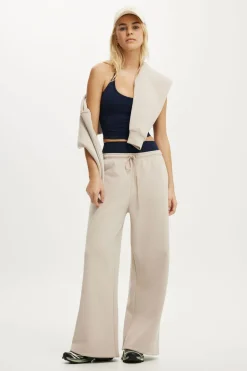 Plush Tie Waist Wide Leg Sweatpant