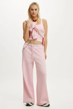 Plush Tie Waist Wide Leg Sweatpant