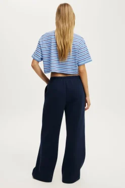 Plush Tie Waist Wide Leg Sweatpant