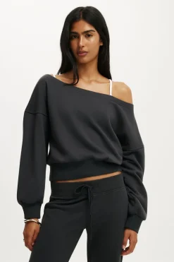 Relaxed Off Shoulder Sweatshirt