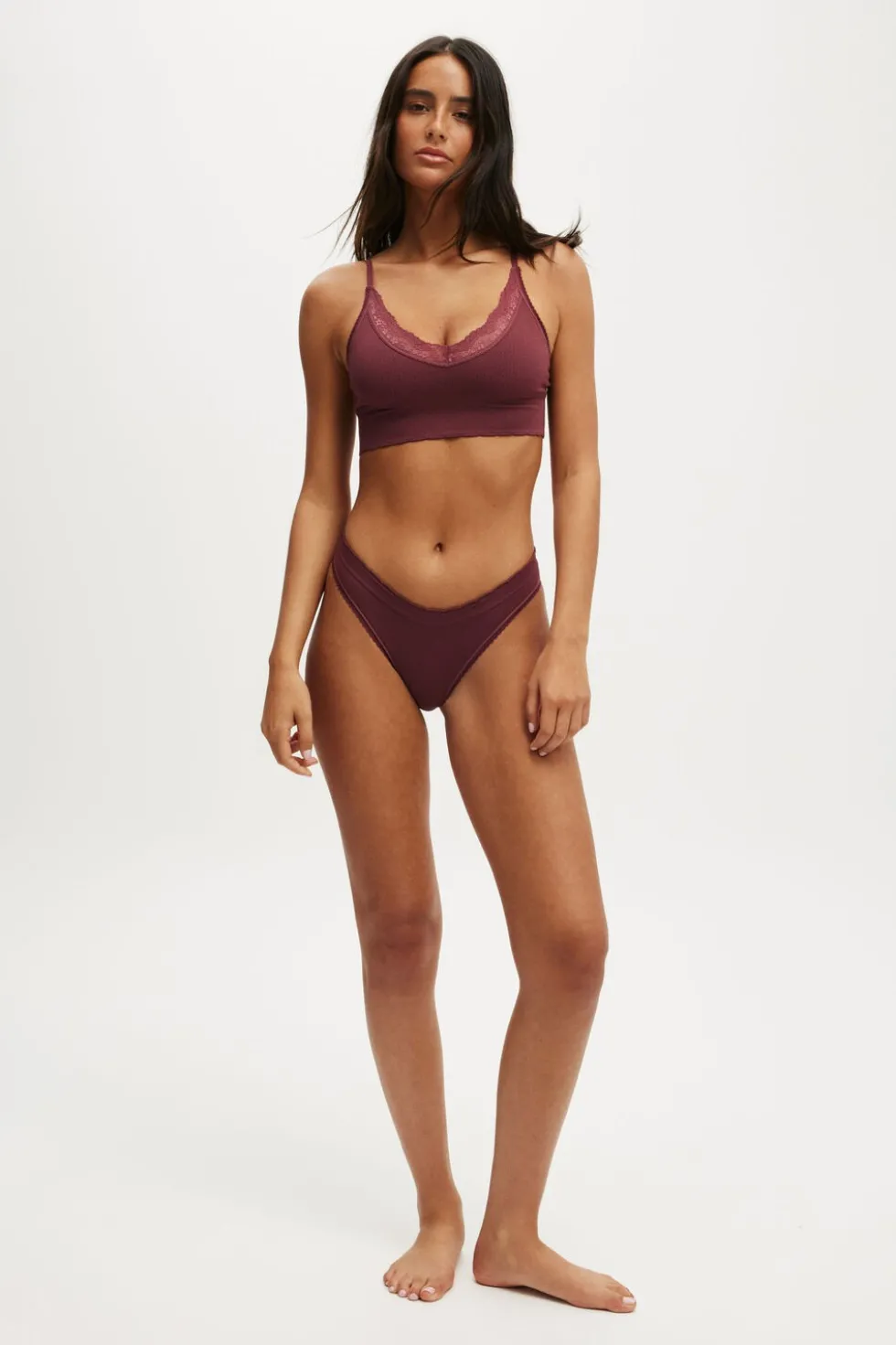 Seamless Longline Lace Trim Bralette