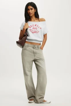 Short Sleeve Off Shoulder Sweatshirt