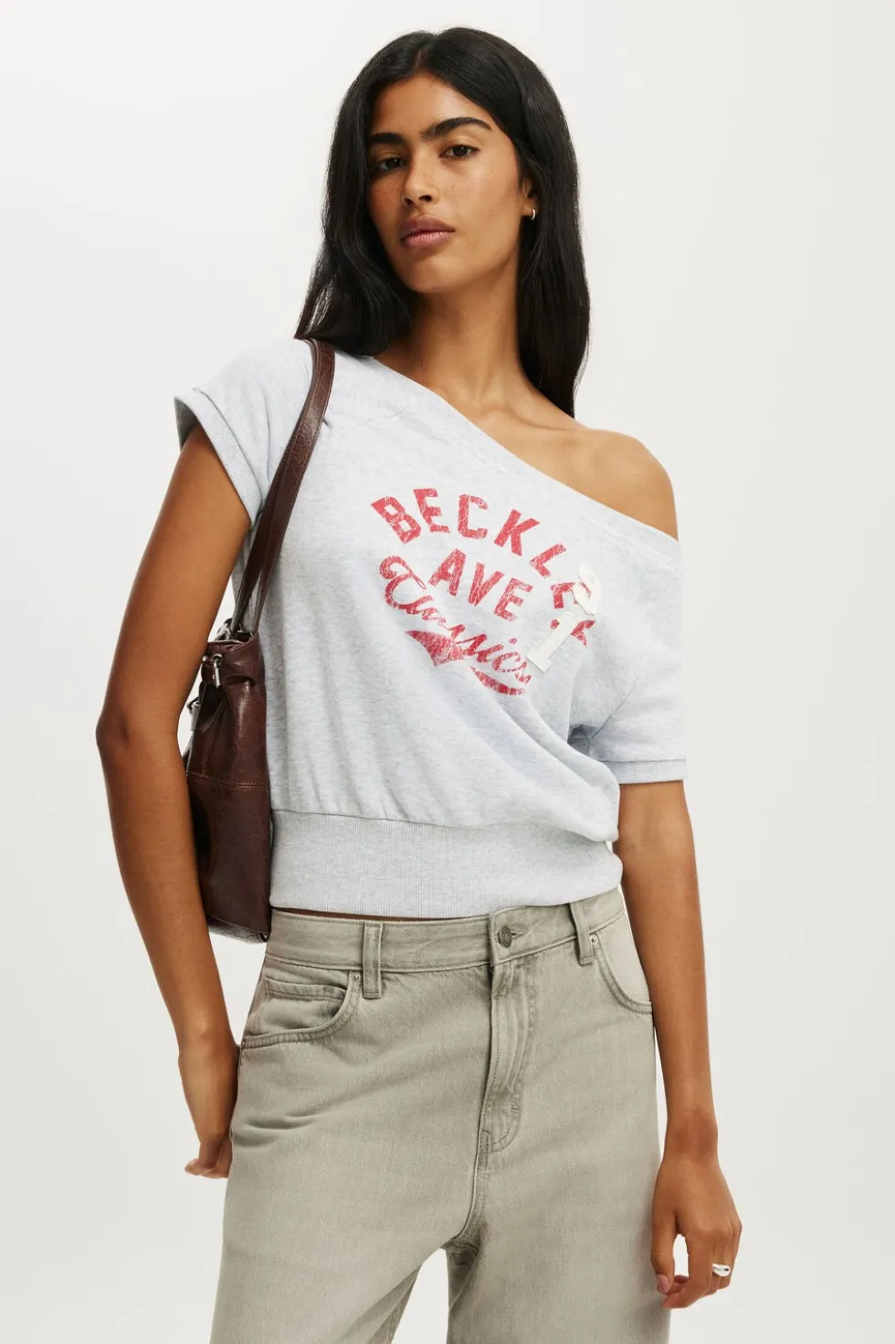 Short Sleeve Off Shoulder Sweatshirt