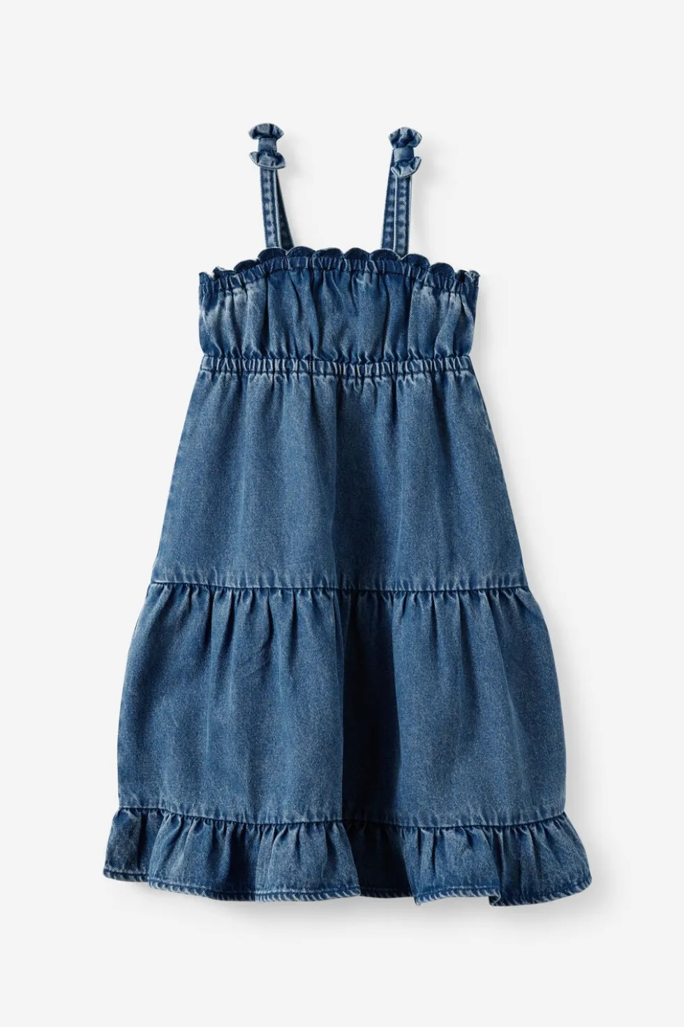 Sleeveless Denim Tiered Dress