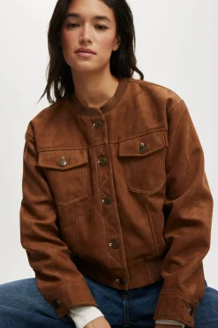 Sophia Faux Suede Utility Bomber