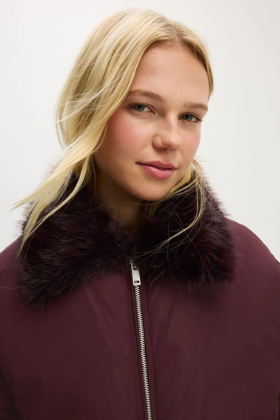 The Mother Puffer Faux Fur Collar Bomber