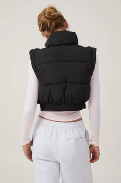The Mother Puffer Panelled Crop Vest