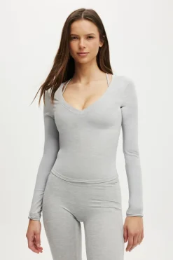 Ultra Soft Plunge Front Long Sleeve