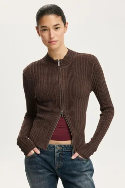 Variegated Rib Zip Through