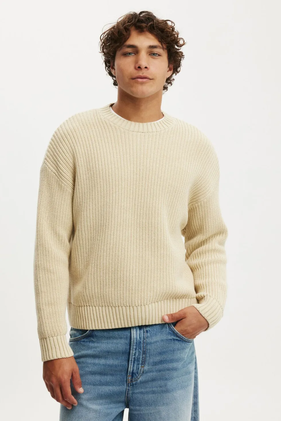 Washed Box Fit Crew Knit
