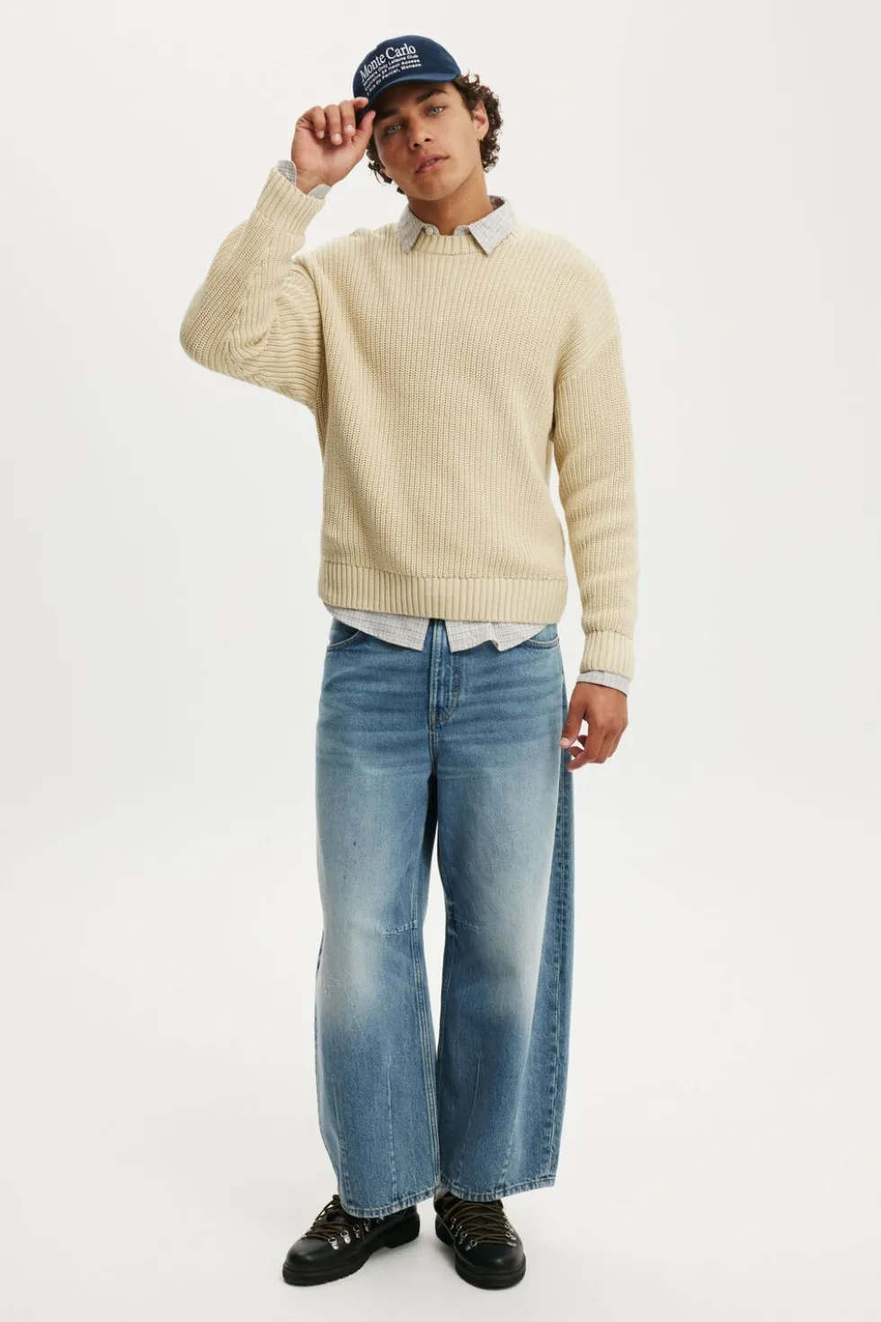 Washed Box Fit Crew Knit