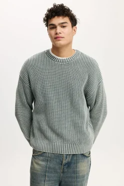 Washed Box Fit Crew Knit