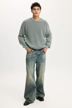 Washed Box Fit Crew Knit