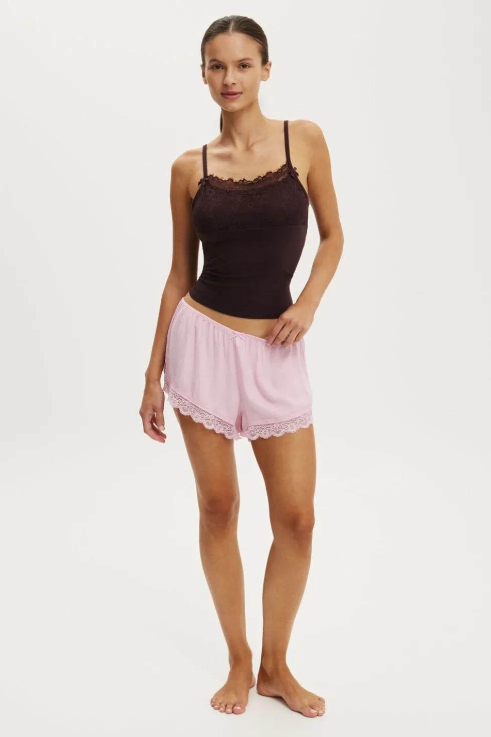 Washed Satin Lace Short