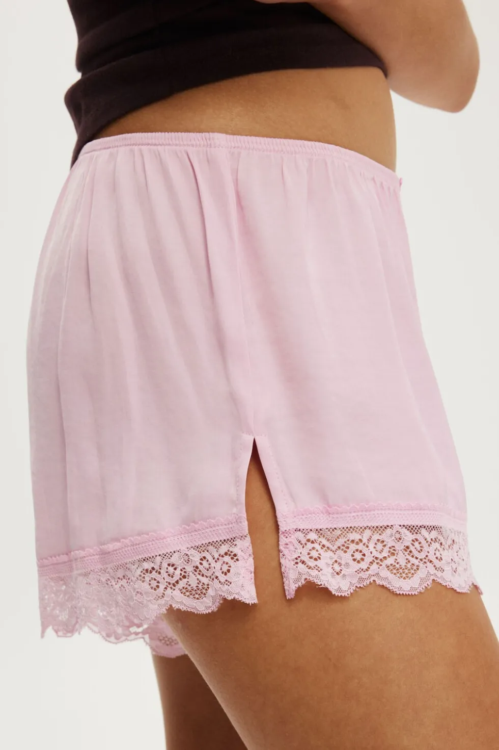 Washed Satin Lace Short