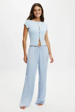 Washed Satin Wide Leg Pant