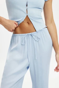 Washed Satin Wide Leg Pant