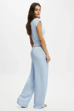 Washed Satin Wide Leg Pant