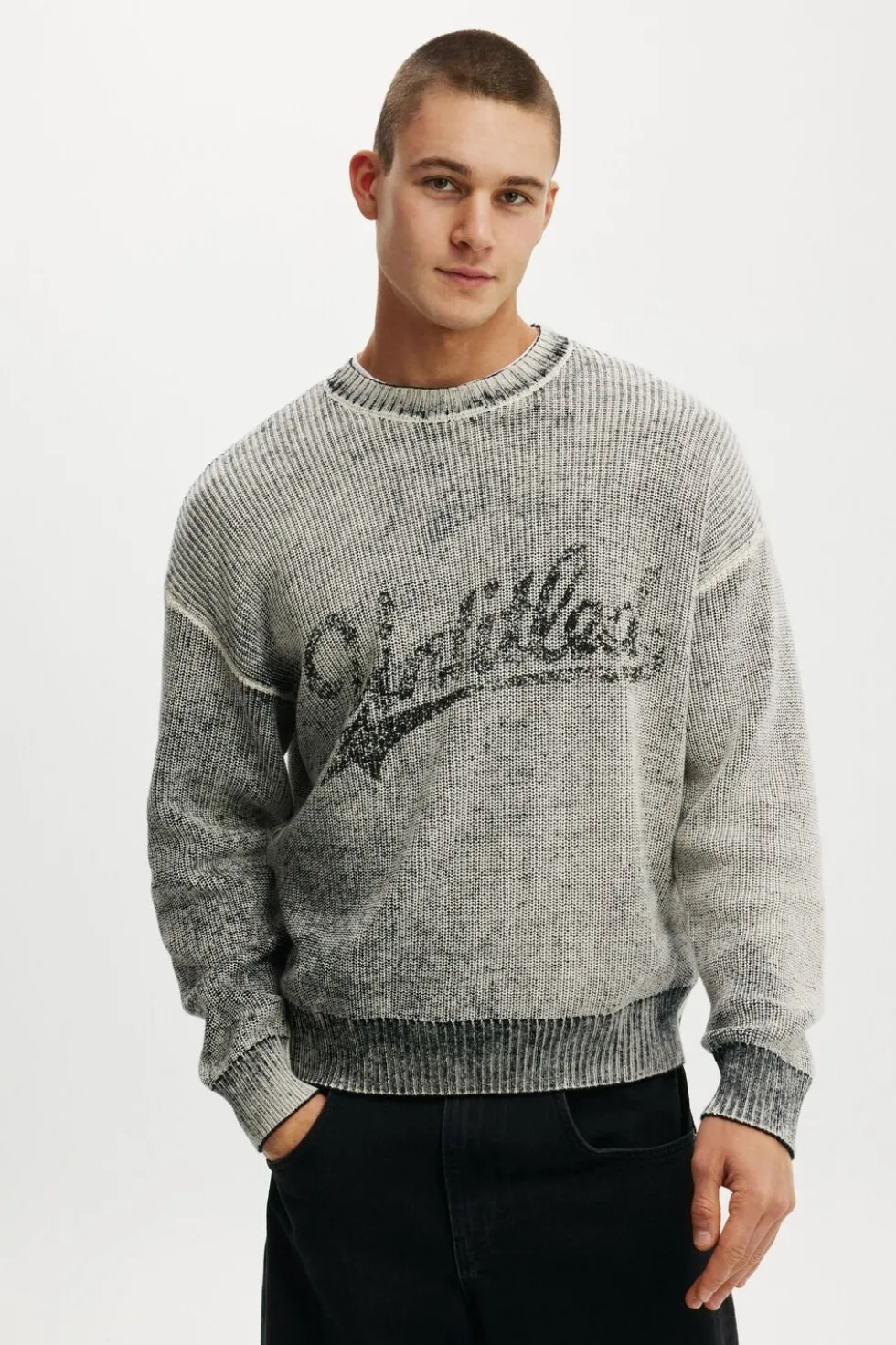 Y2k Box Fit Crew Knit